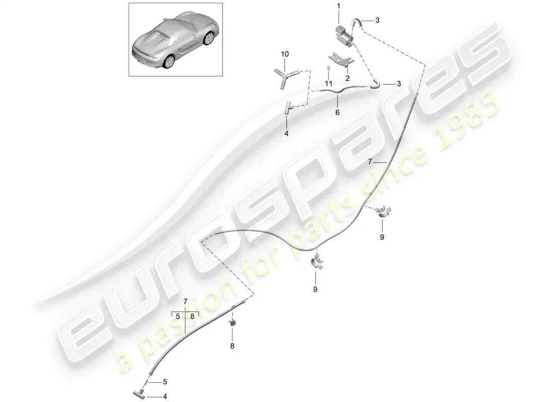 porsche 2016 (981 boxster spyder) sistema de escape diagrama de piezas