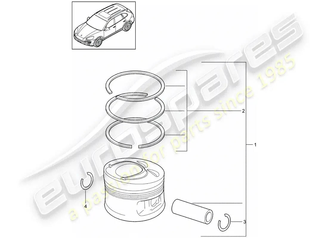 porsche 2013 (cayenne e2 92a) diagrama de piezas del pistón
