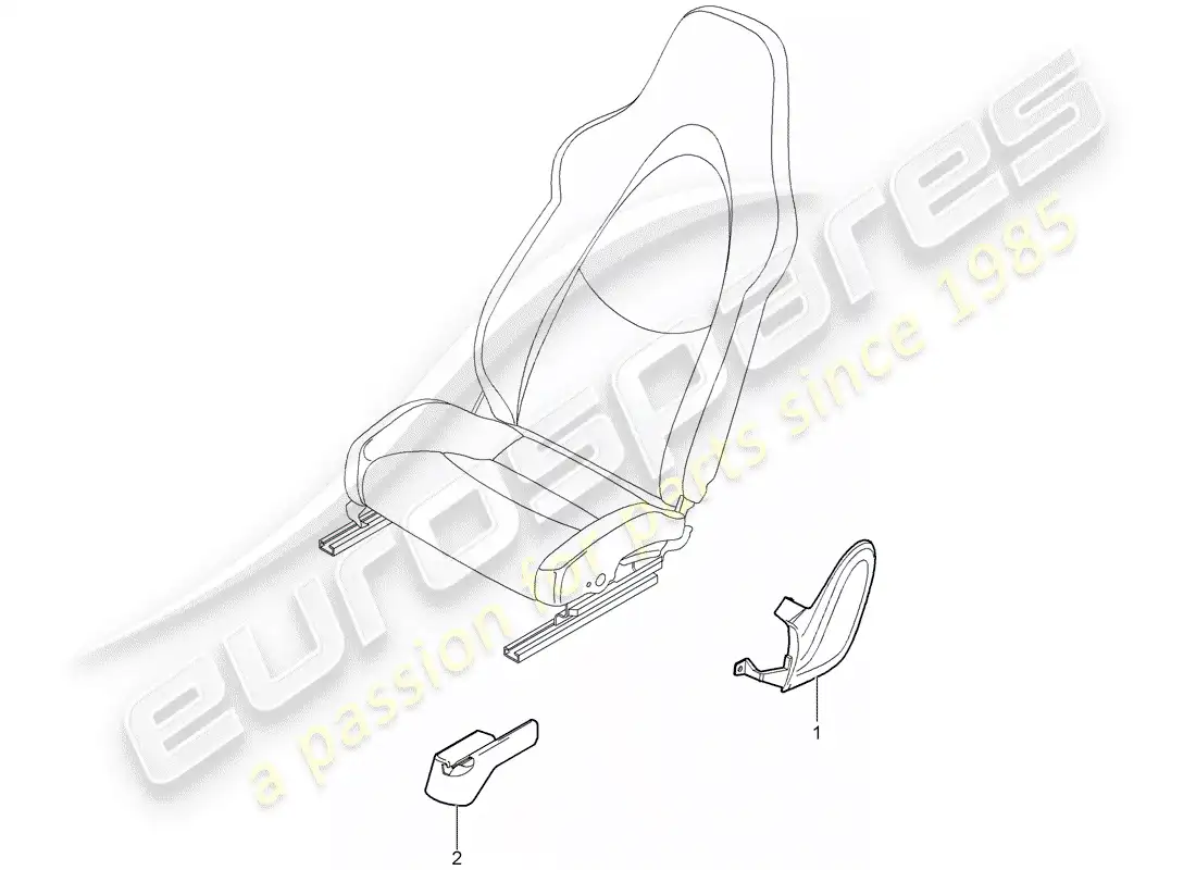 porsche 2011 (997-2 gt3) asiento delantero diagrama de piezas