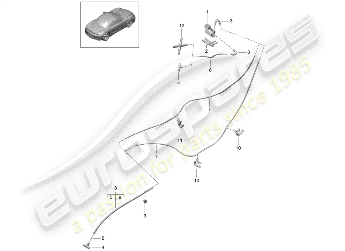 porsche 2014 (981 boxster) sistema de escape diagrama de piezas