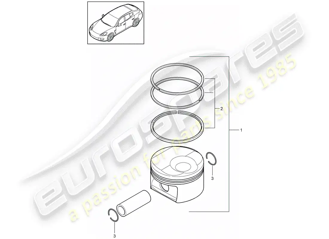 porsche 2010 (panamera 970) pistón diagrama de piezas