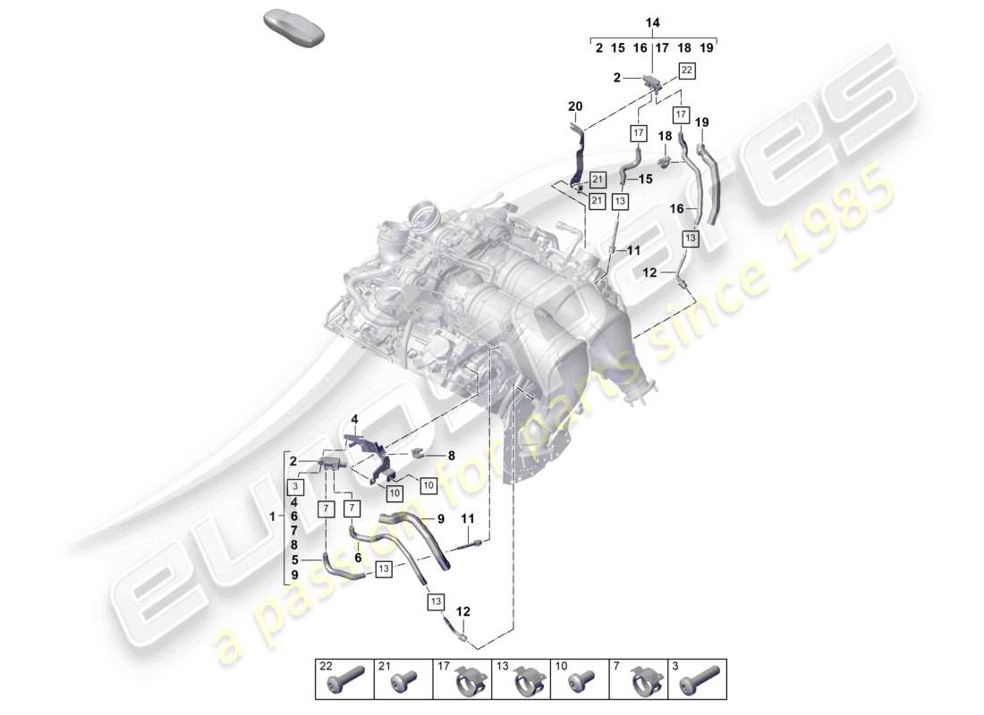 porsche 2023 (cayenne e3 pa) diagrama de piezas de la línea de control del sensor de diferencia de presión