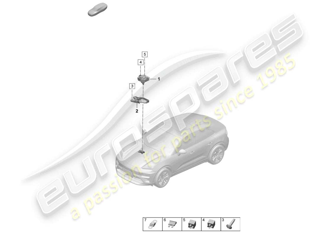 porsche 2025 (macan-e) caja de fusibles fusible plano centro del compartimento del motor diagrama de piezas