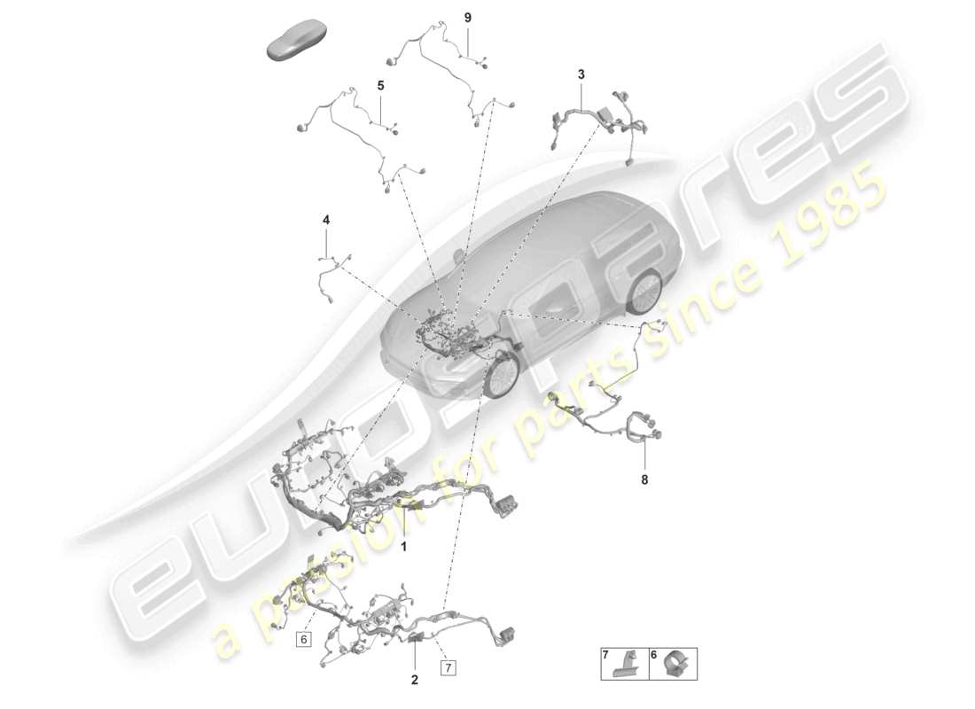 porsche 2022 (panamera 971-2) diagrama de piezas del motor de los mazos de cables