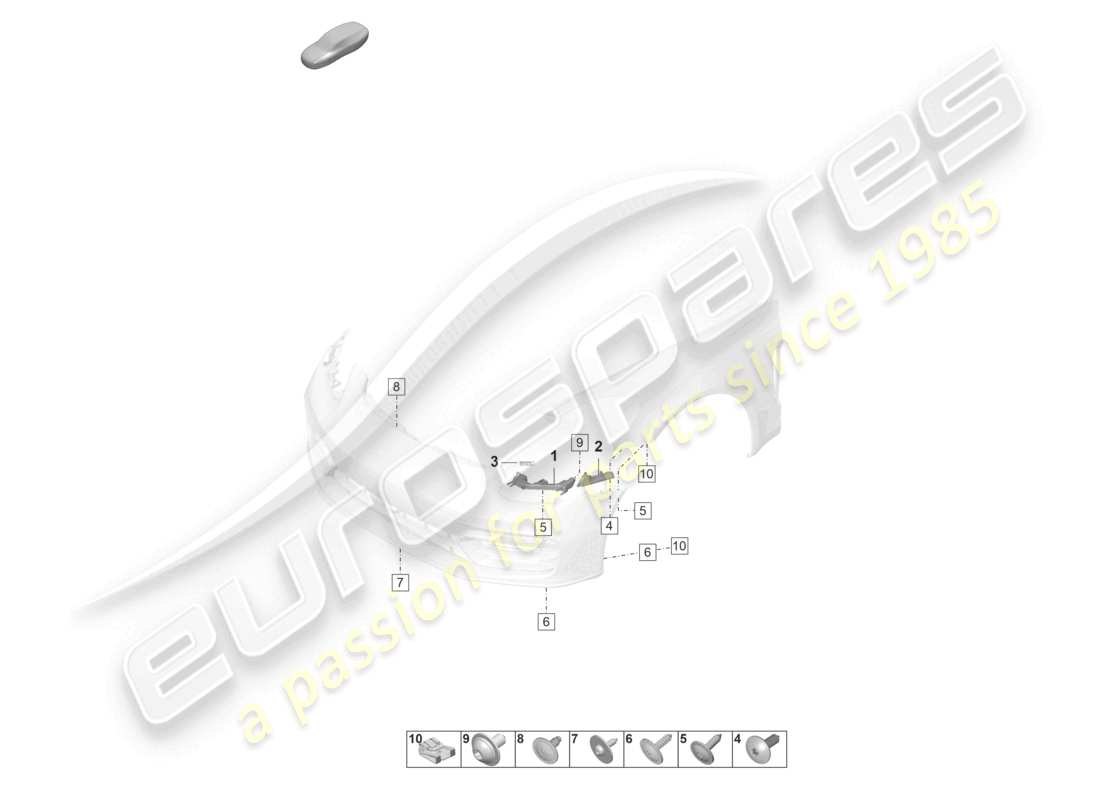 porsche 2023 (panamera 971-2) diagrama de piezas de los sujetadores del parachoques delantero
