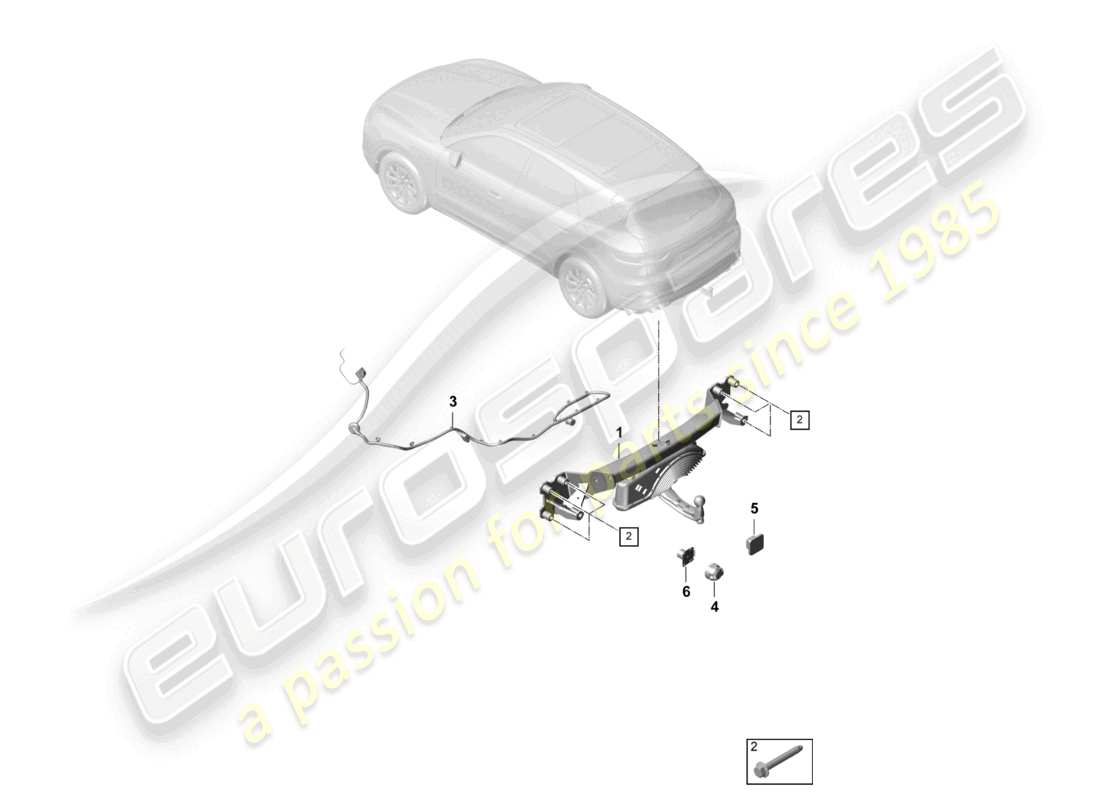 porsche 2024 (cayenne e3 9ya/9yb) enganche de remolque diagrama de piezas