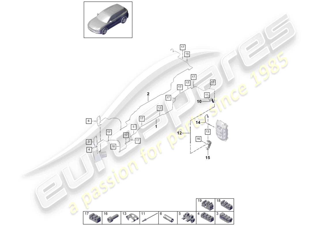 porsche 2024 (cayenne e3 9ya/9yb) diagrama de piezas de la línea de freno de los bajos y del eje trasero