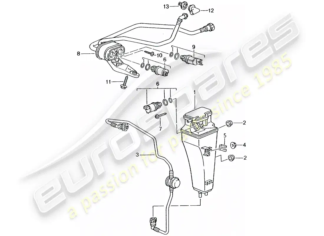 porsche 2001 (986 boxster) bote de emisiones evaporativas diagrama de piezas