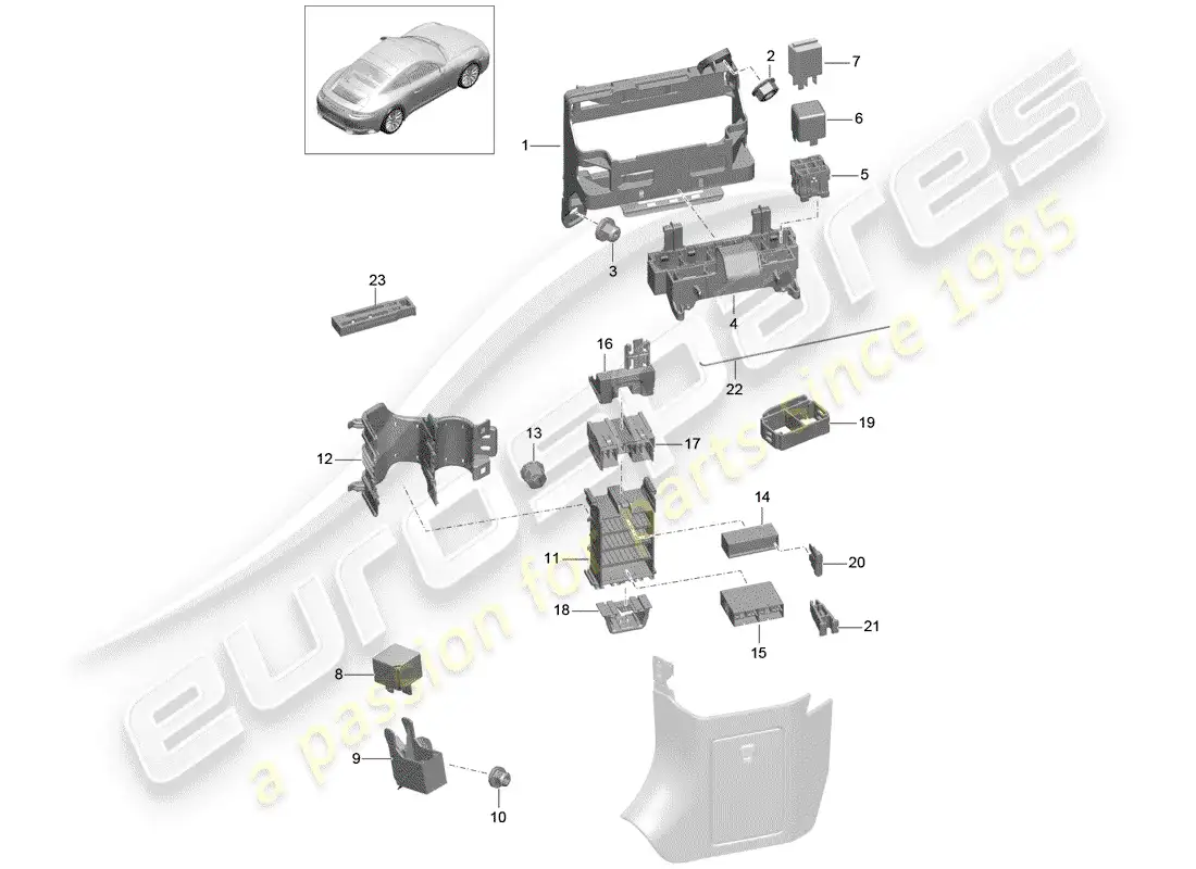 porsche 2019 (991-2) caja de fusibles/placa de relés diagrama de piezas