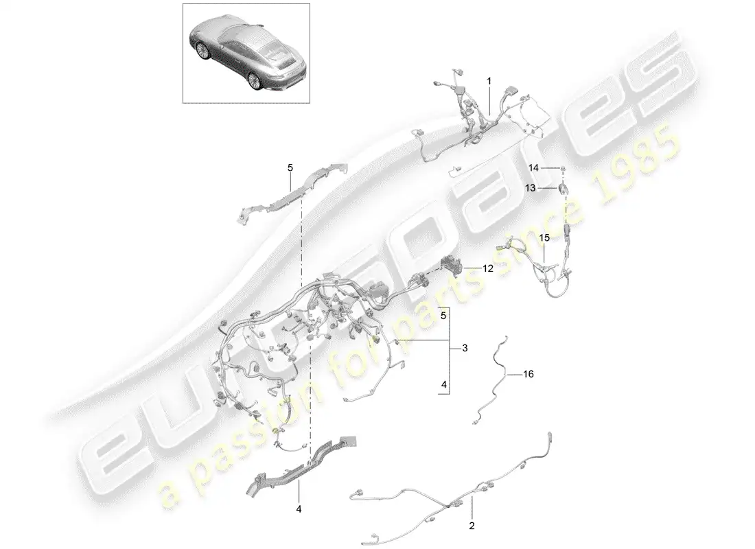 porsche 2019 (991-2) cableando arneses diagrama de piezas