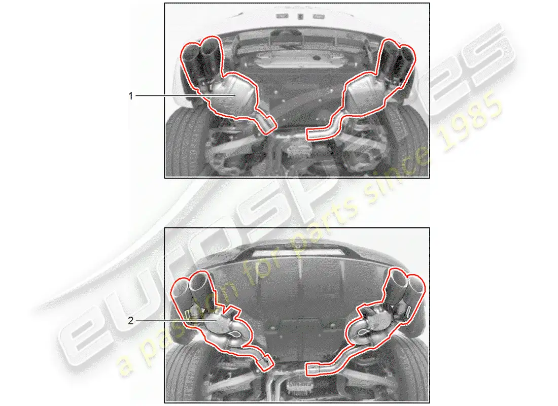 porsche 2020 (tequipment macan) sistema de escape diagrama de piezas