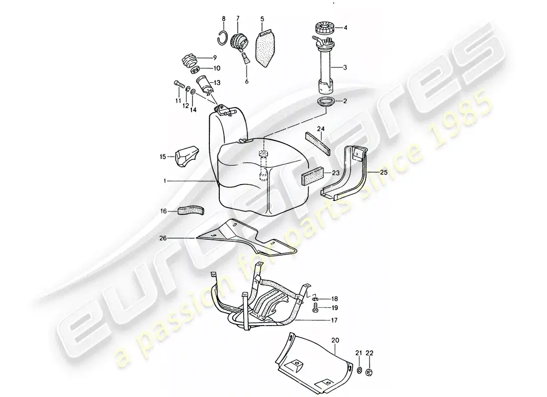 porsche 1990 (928) depósito de combustible diagrama de piezas