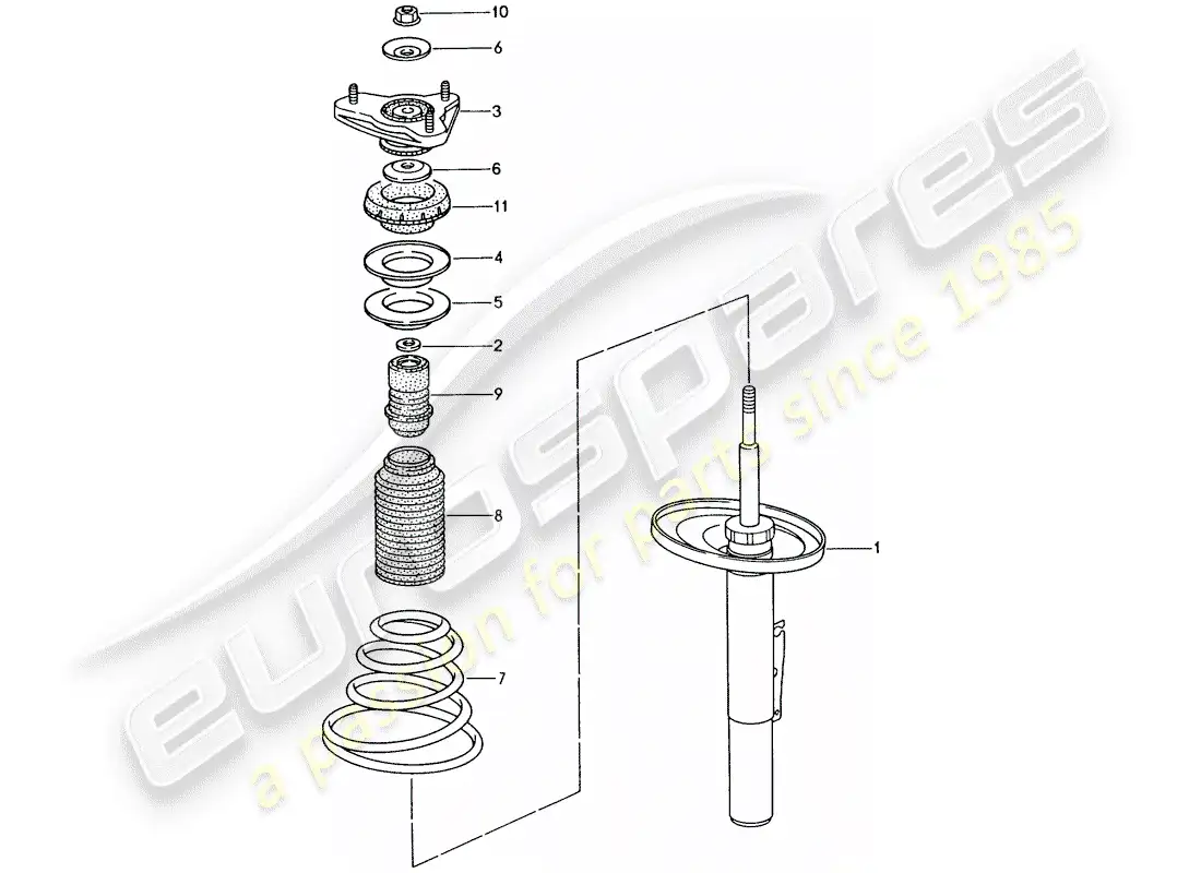 porsche 2004 (986 boxster) suspensión - amortiguador diagrama de piezas