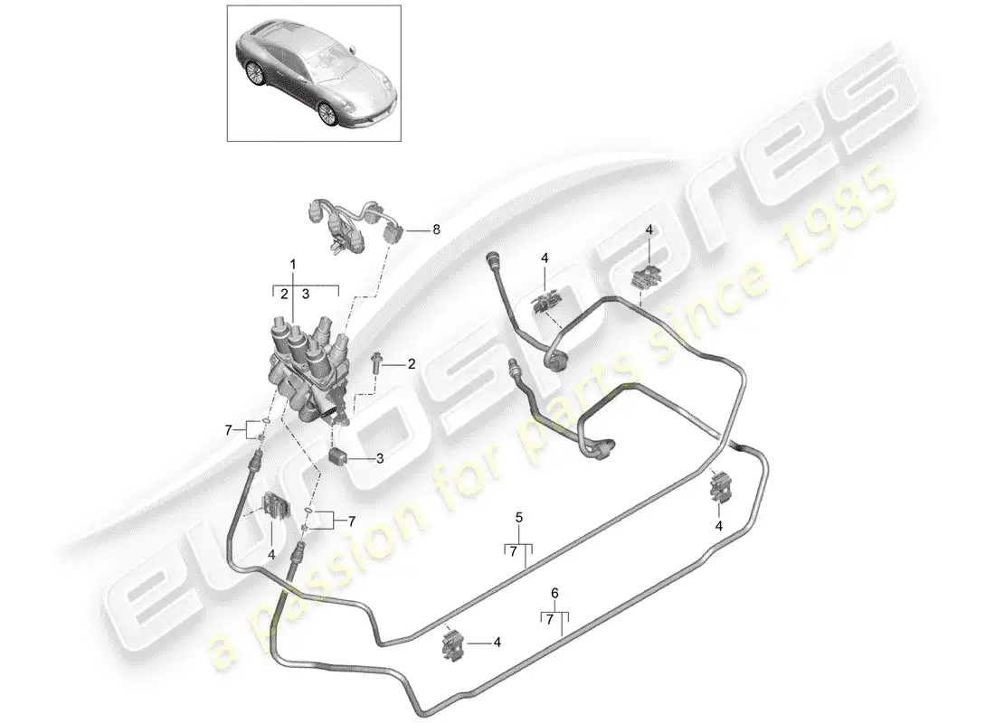 porsche 2017 (991-2) línea hidráulica diagrama de piezas