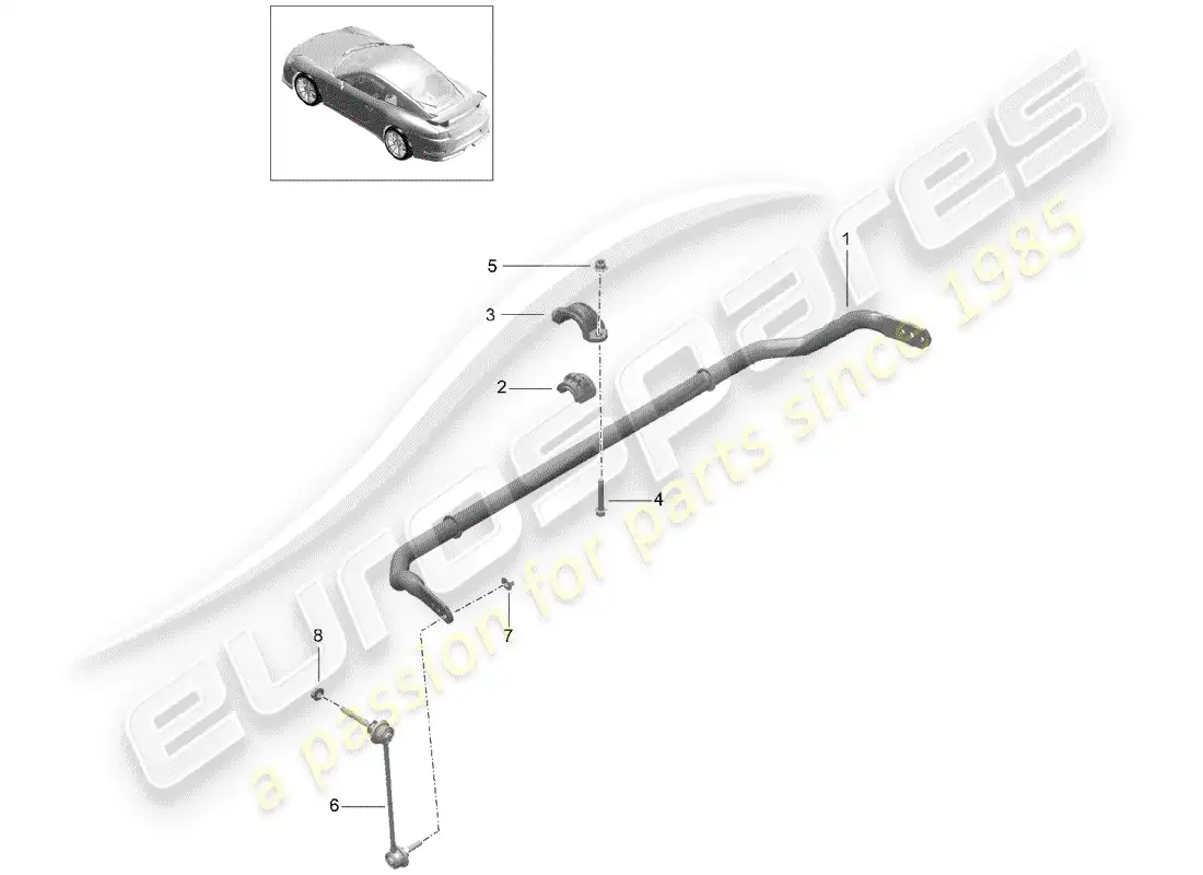 porsche 2015 (991-1 r/gt3/rs) estabilizador diagrama de piezas