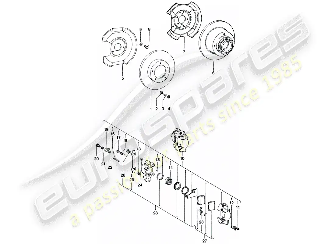porsche 1971 (914) frenos de disco diagrama de piezas