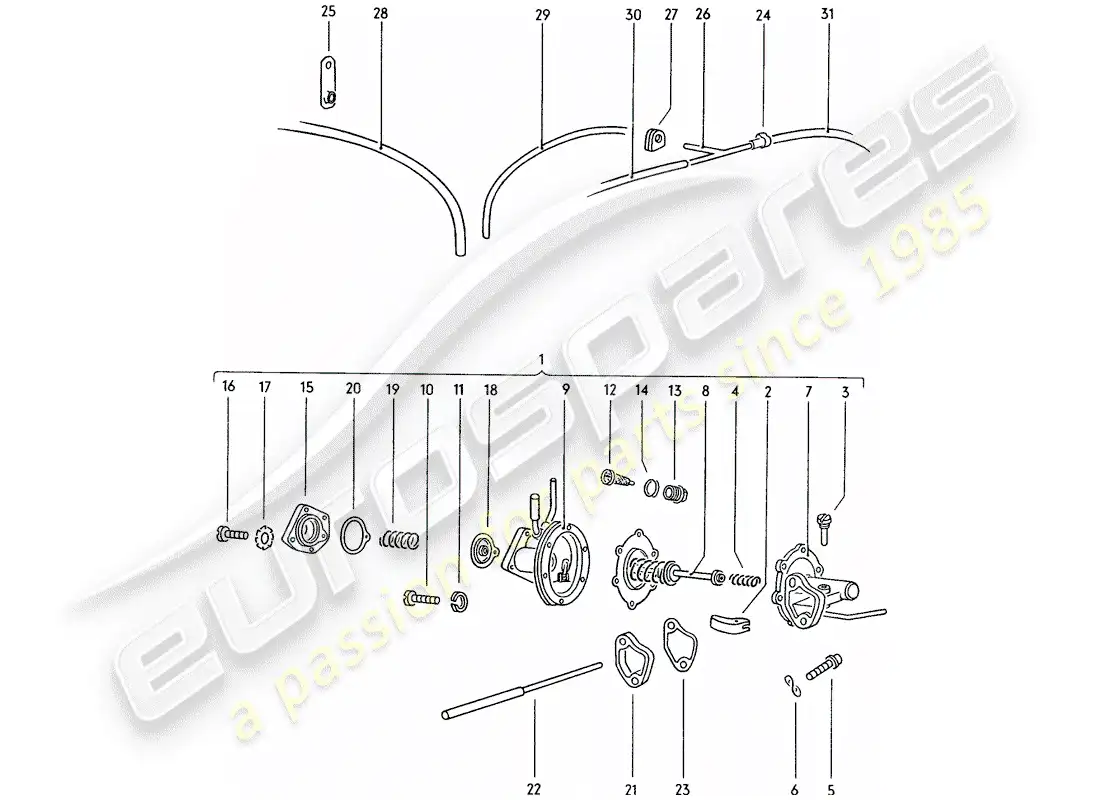 porsche 1976 (914) bomba de combustible diagrama de piezas