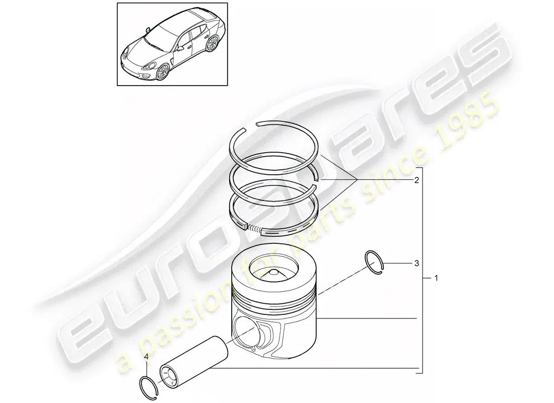 porsche 2013 (panamera 970) pistón diagrama de piezas