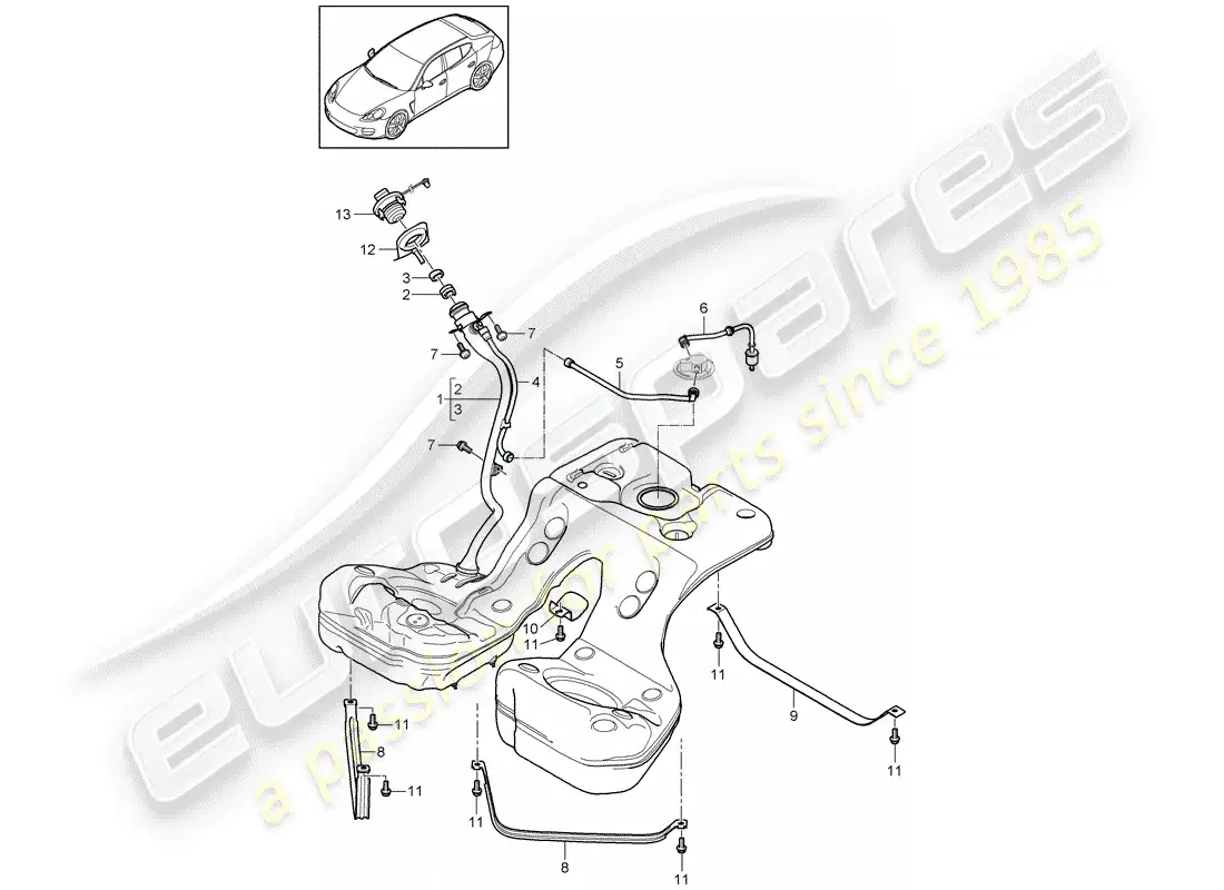 porsche 2013 (panamera 970) fuel tank with diagrama de piezas