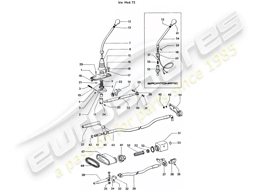 porsche 1972 (914) control de transmisión - d >> - mj 1972 diagrama de piezas