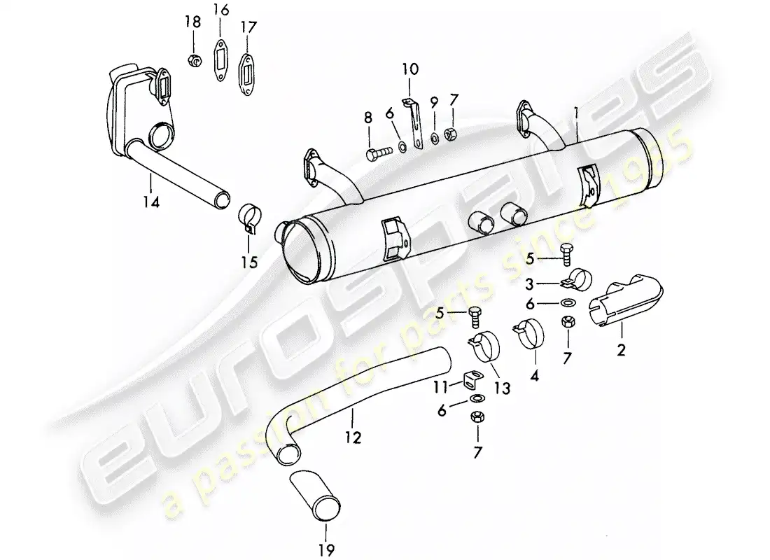 porsche 1967 (911/912) sistema de escape - no para: - (d) + (s) diagrama de piezas