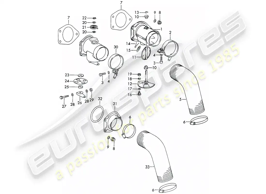 porsche 1967 (911/912) suministro de aire de calefacción diagrama de piezas