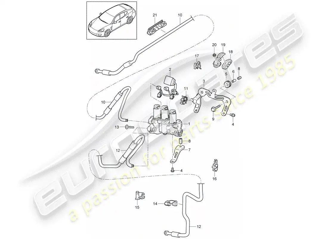 porsche 2012 (panamera 970) diagrama de piezas del estabilizador