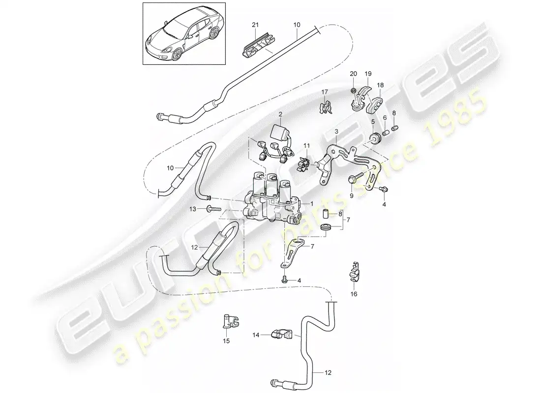 porsche 2012 (panamera 970) diagrama de piezas del estabilizador