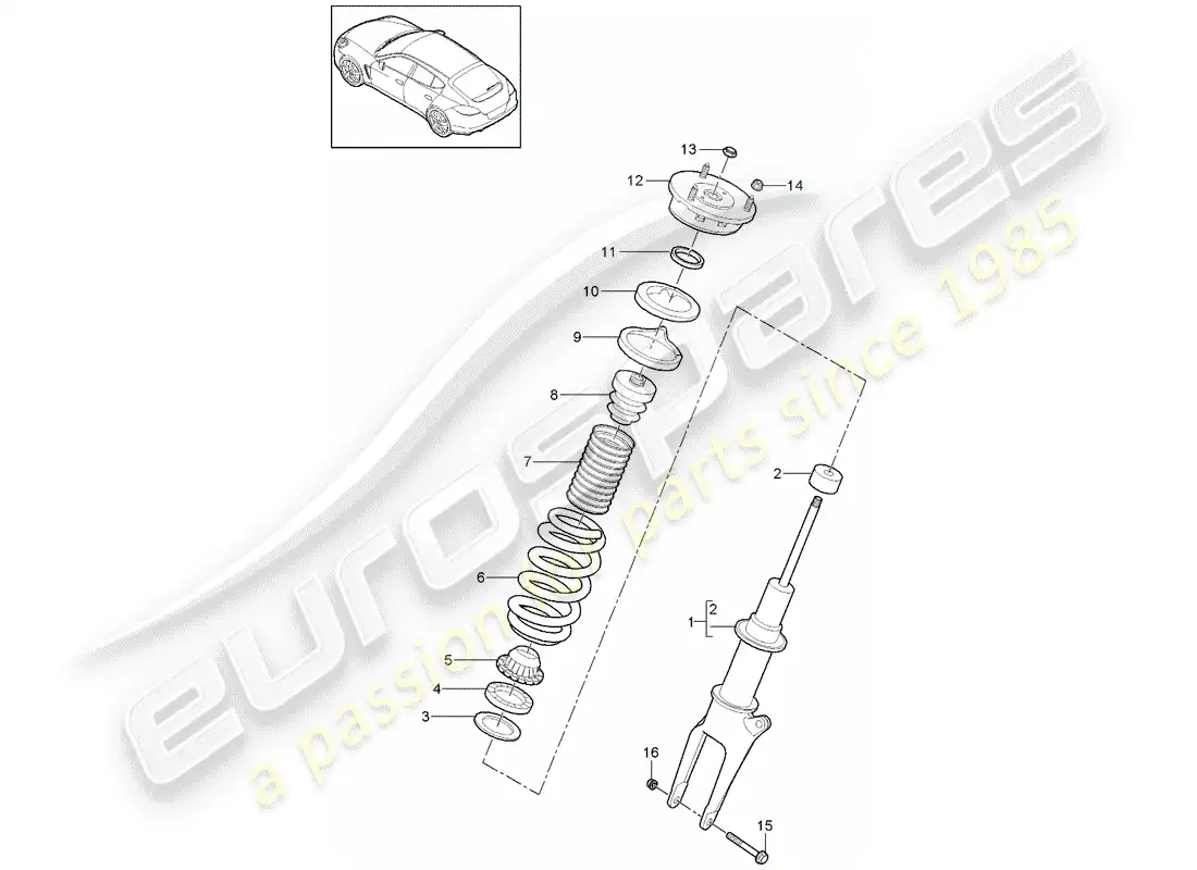 porsche 2012 (panamera 970) suspensión diagrama de piezas