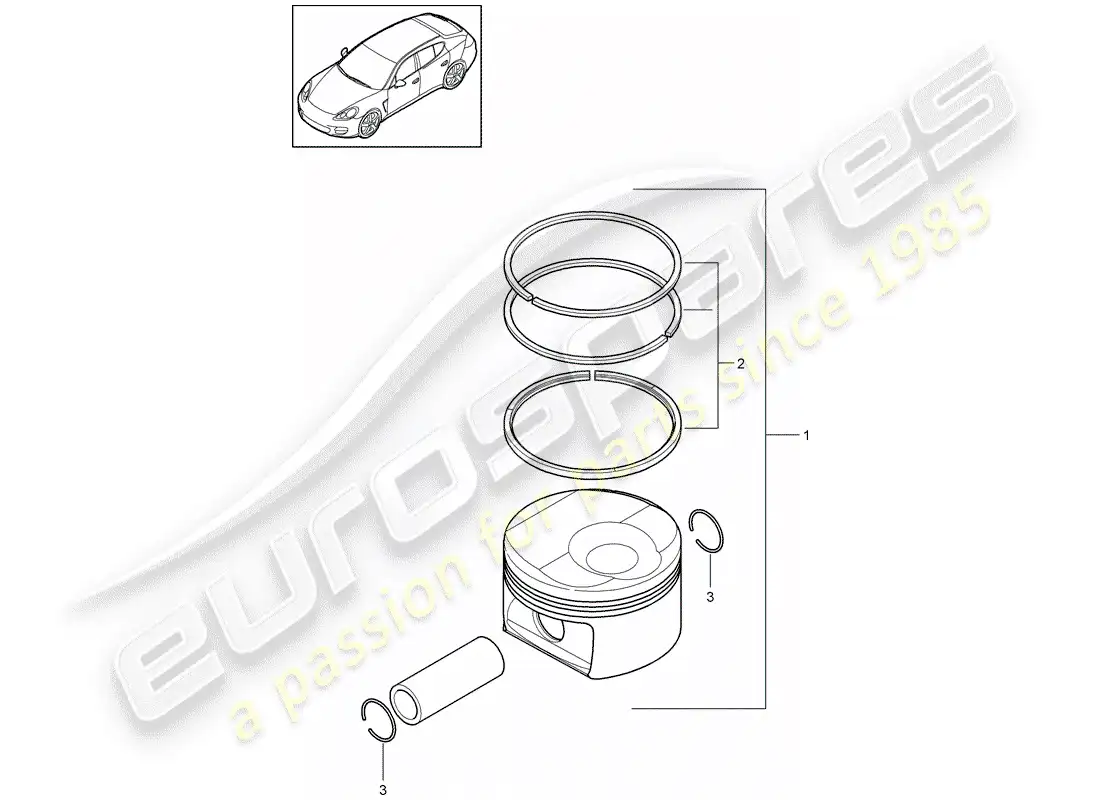 porsche 2013 (panamera 970) pistón diagrama de piezas
