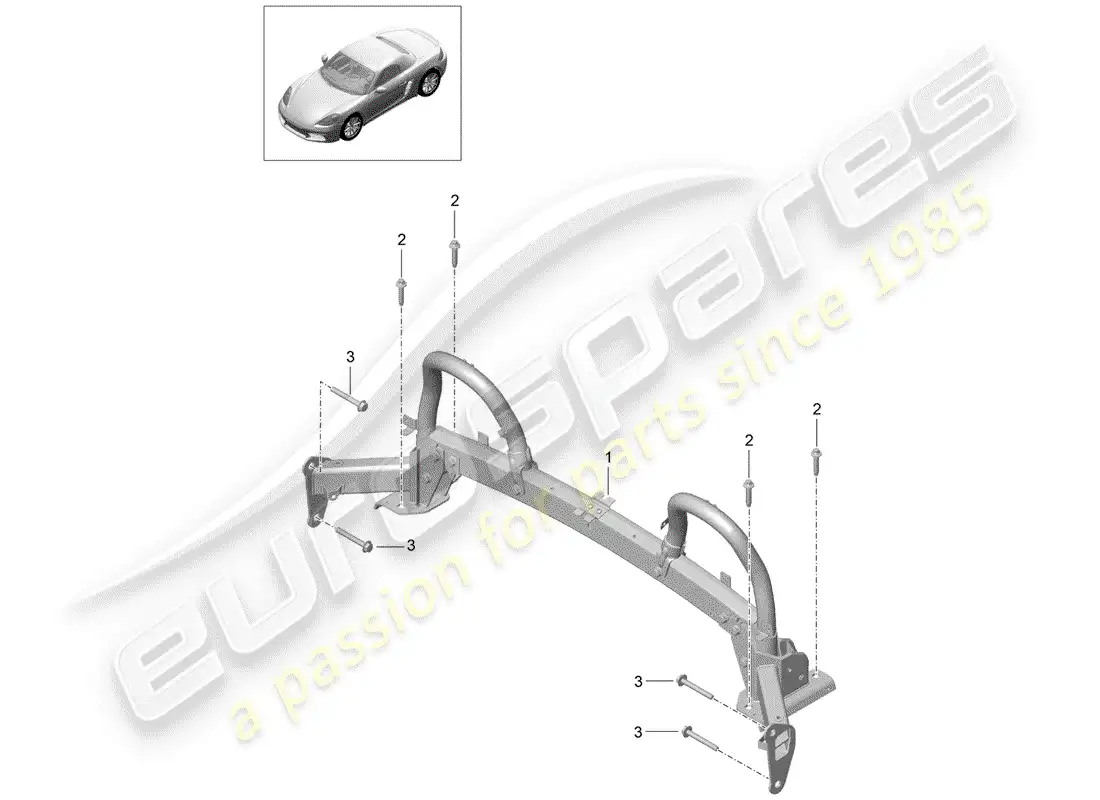 porsche 2017 (718 boxster) barra antivuelco diagrama de piezas