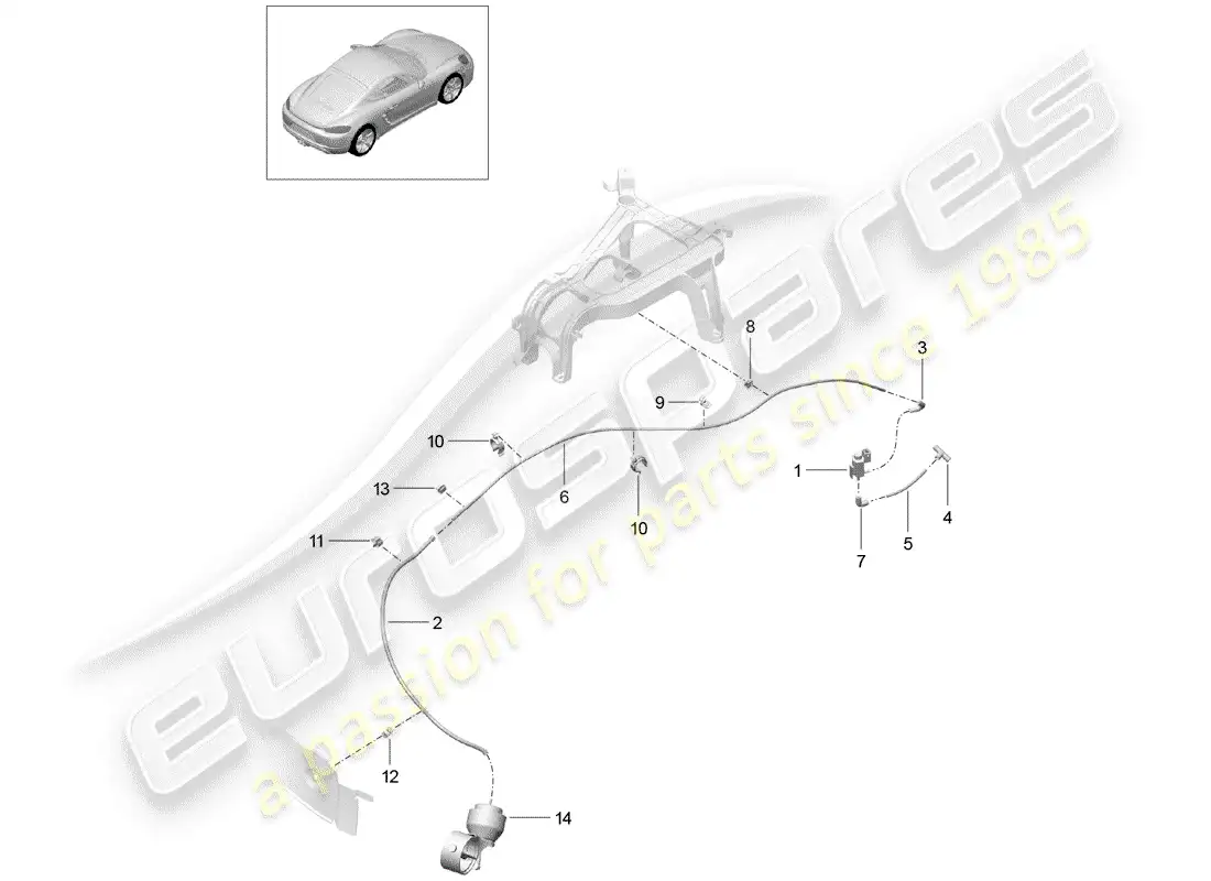 porsche 2018 (718 cayman) sistema de escape diagrama de piezas