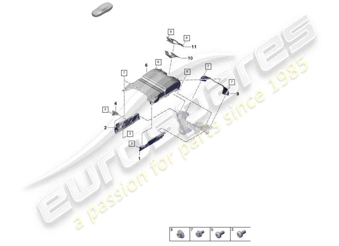 porsche 2025 (panamera 976) sistema de escape aislamiento térmico canal de guía de aire para vehículos con filtro de partículas de gasolina diagrama de piezas