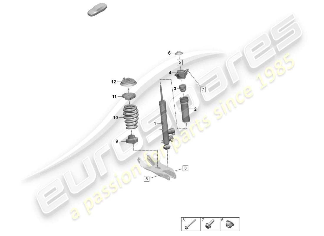 porsche 2025 (macan-e) amortiguador de vibraciones de suspensión de resorte de acero resorte helicoidal diagrama de piezas
