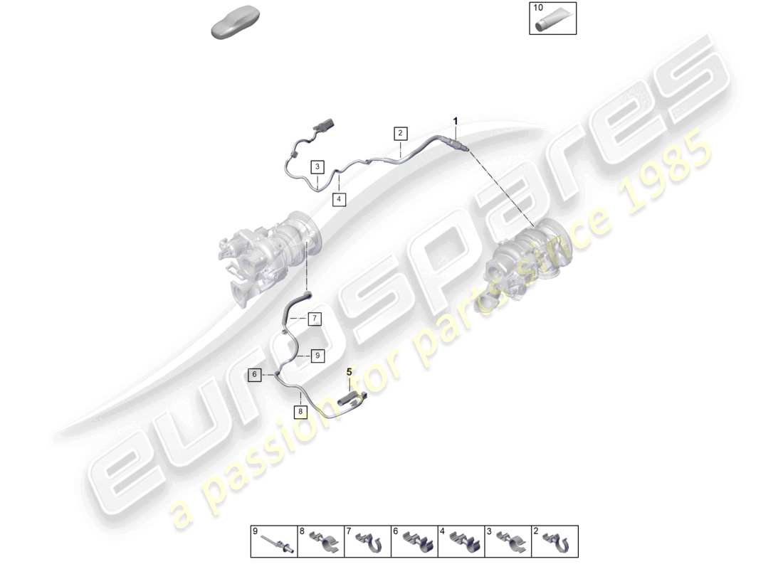 porsche 2025 (panamera 976) diagrama de piezas de la sonda lambda del turbocompresor de gases de escape