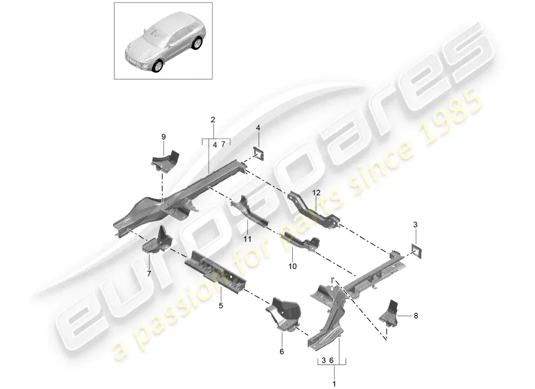 porsche 2014 (macan) marco diagrama de piezas