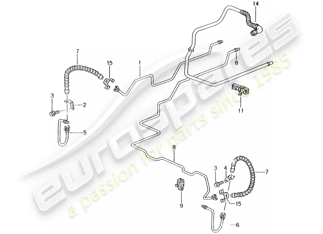 porsche 2005 (996) tubo de freno - bajos - eje trasero - tubo de aspiración diagrama de piezas