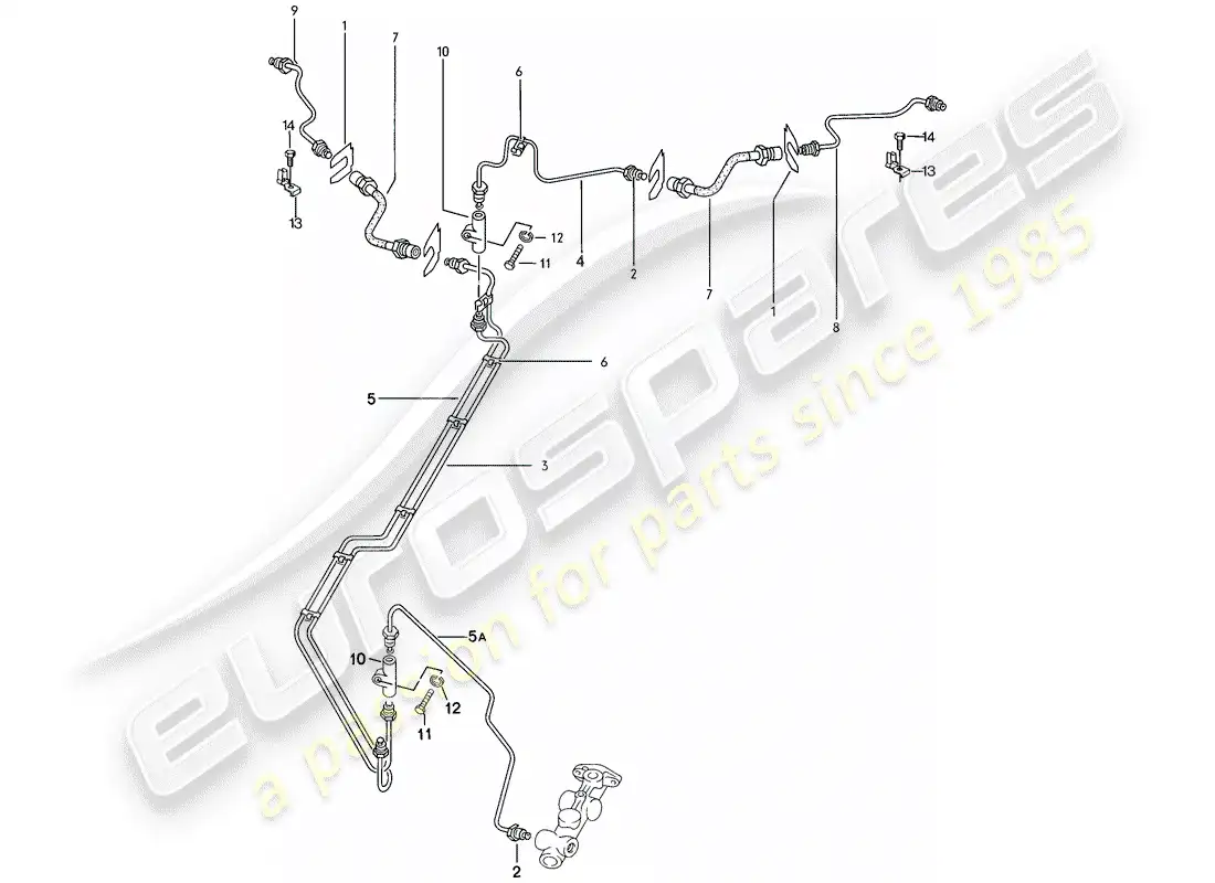 porsche 1978 (924) líneas de freno diagrama de piezas