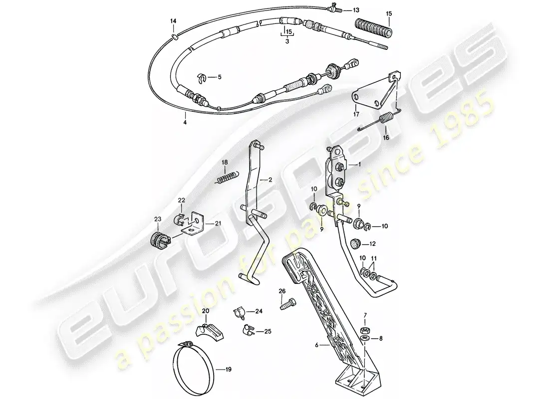 porsche 1988 (944) pedal de acelerador - cable de acelerador - para - transmisión automática diagrama de piezas