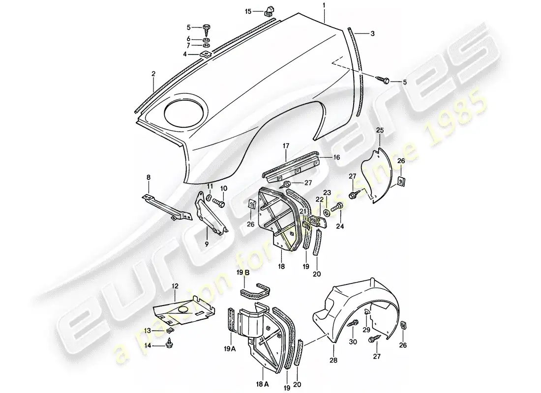 porsche 1985 (928) defensa diagrama de piezas