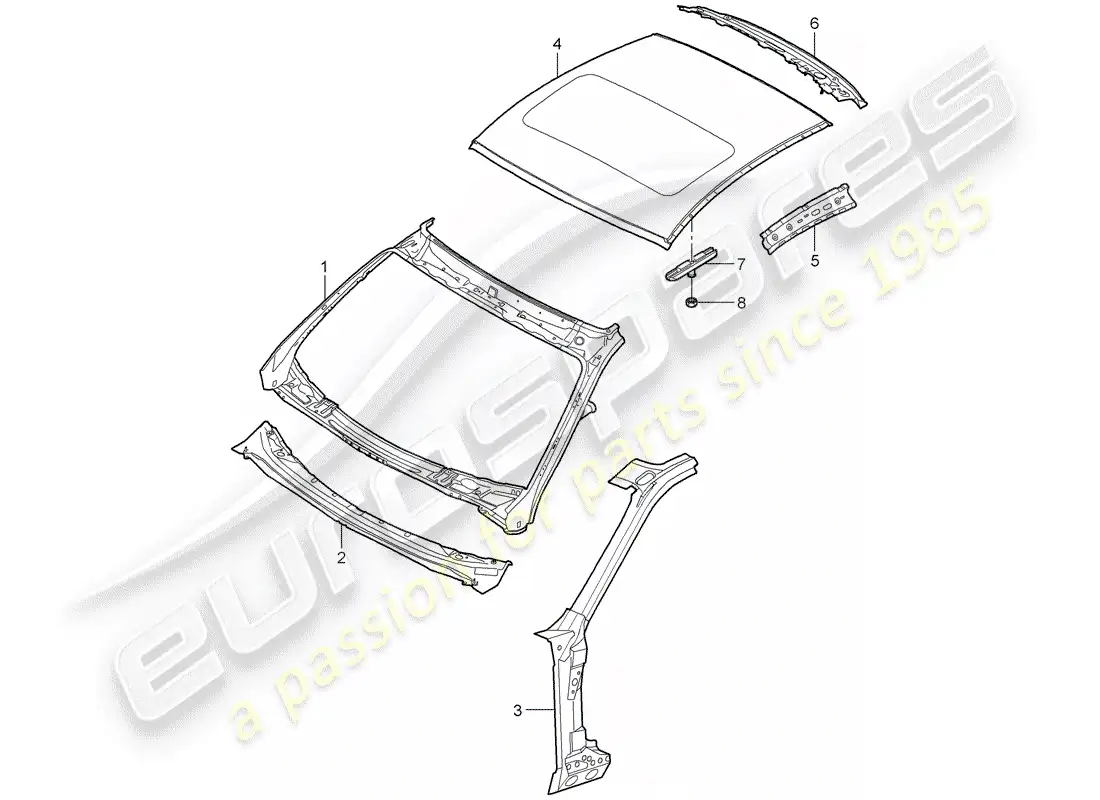 porsche 2011 (997-2 gt3) capucha diagrama de piezas
