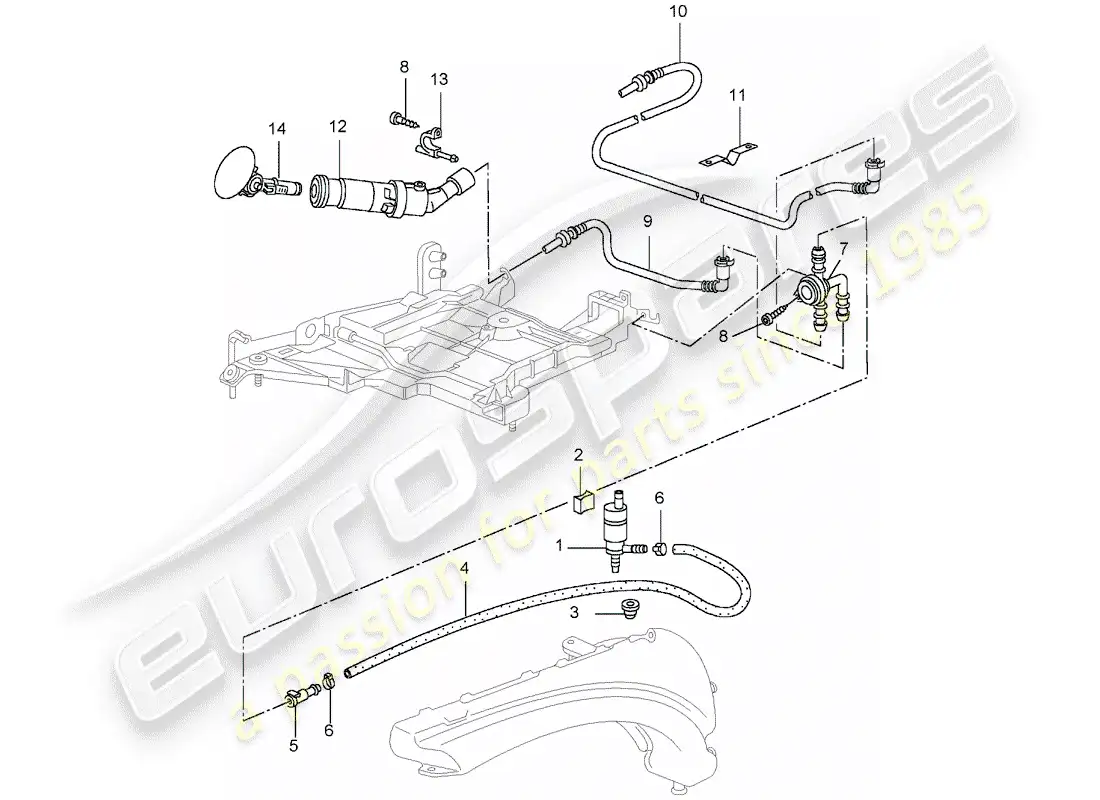 porsche 2002 (996 gt3) sistema arandela - d - mj 2004>> diagrama de piezas