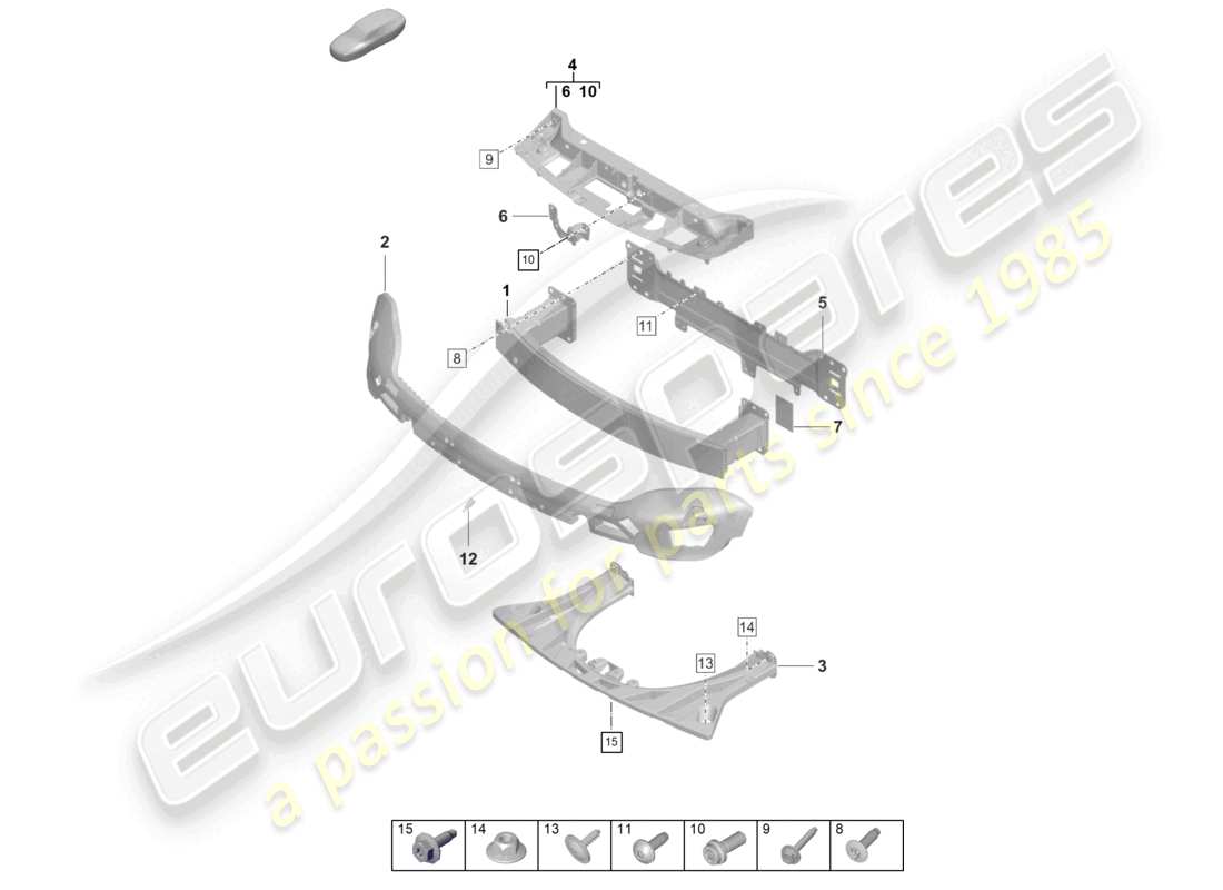 porsche 2020 (taycan 9j1-1) soporte de parachoques delantero refuerzo anticolisión diagrama de piezas