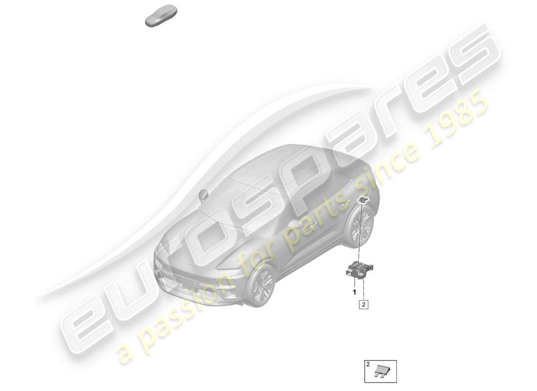 porsche 2025 (macan-e) diagrama de piezas de la caja de fusibles del extremo trasero izquierdo