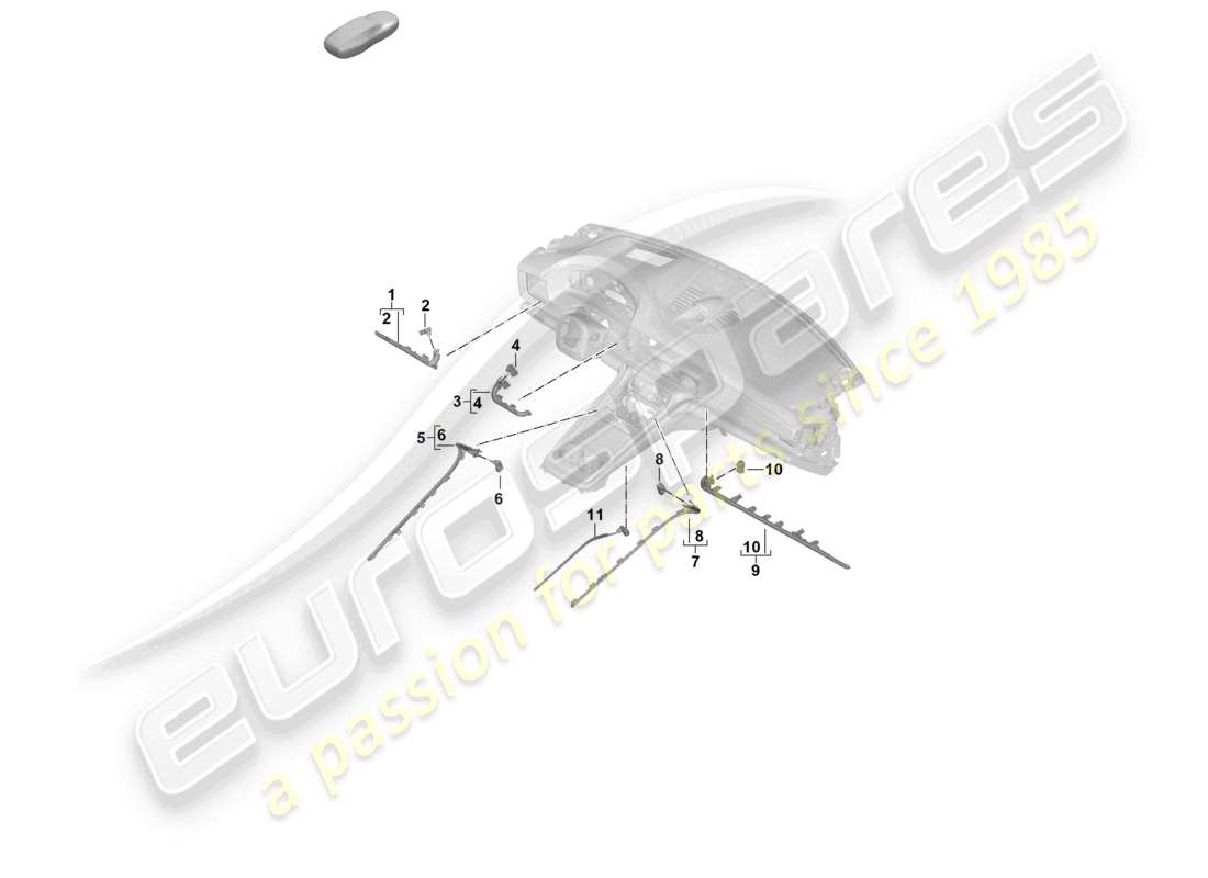 porsche 2024 (panamera 976) lámpara para iluminación ambiental columna de dirección consola central guantera diagrama de piezas