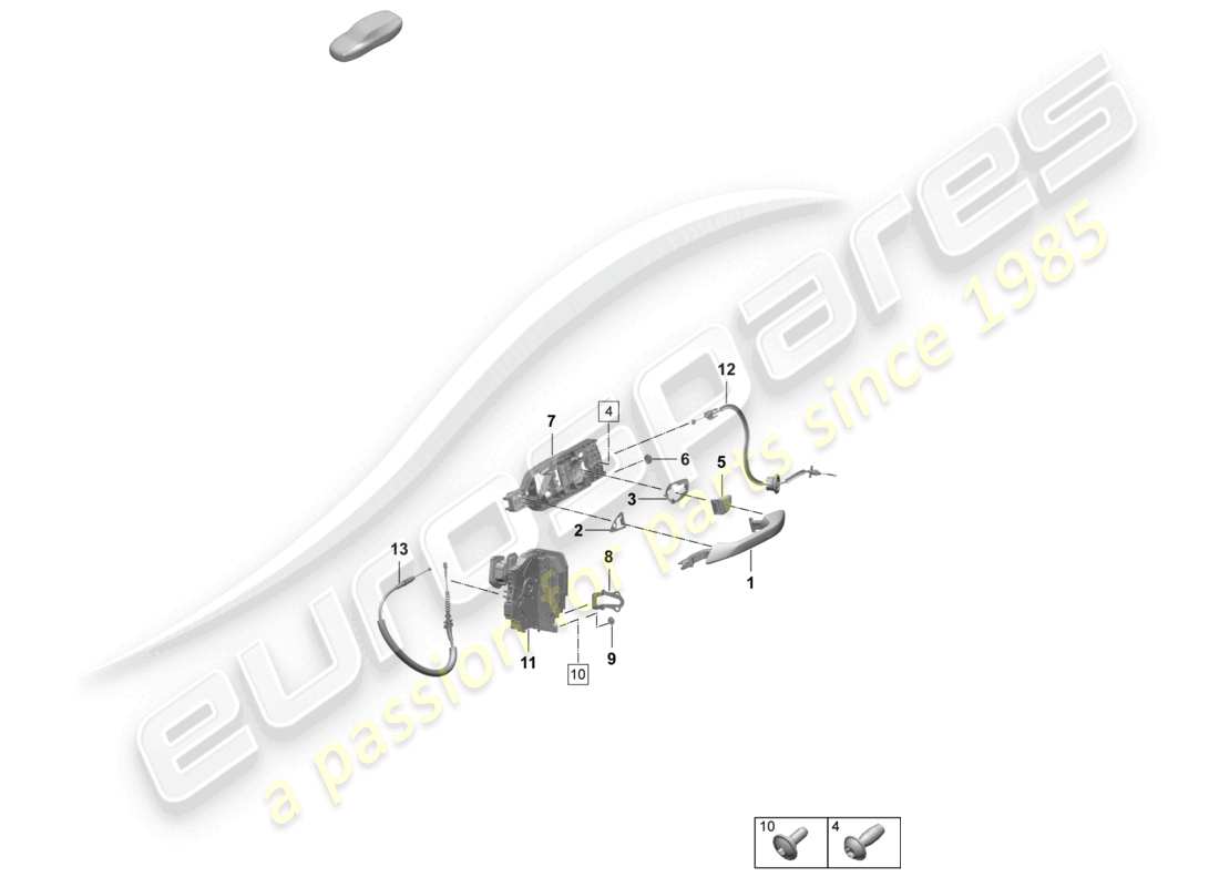 porsche 2025 (macan-e) manijas de puerta delantera cerradura de puerta accesorios diagrama de piezas