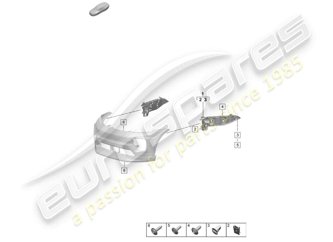 porsche 2025 (macan-e) fijaciones parachoques delantero diagrama de piezas