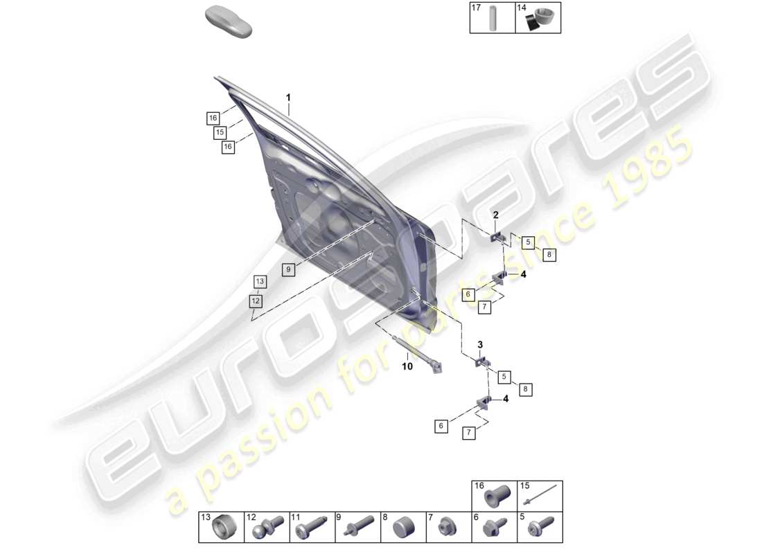 porsche 2025 (panamera 976) diagrama de piezas de accesorios de la carcasa de la puerta delantera