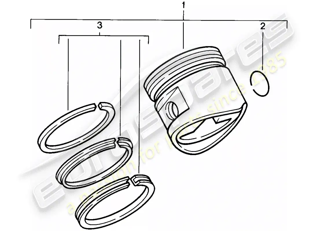 porsche 1982 (928) pistón - aros de pistón diagrama de piezas