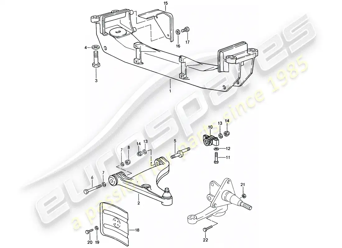 porsche 1986 (944) brazo estabilizador de vía - travesaño diagrama de piezas